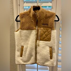 Vineyard Vines Tan and White SuperShep Sherpa Vest